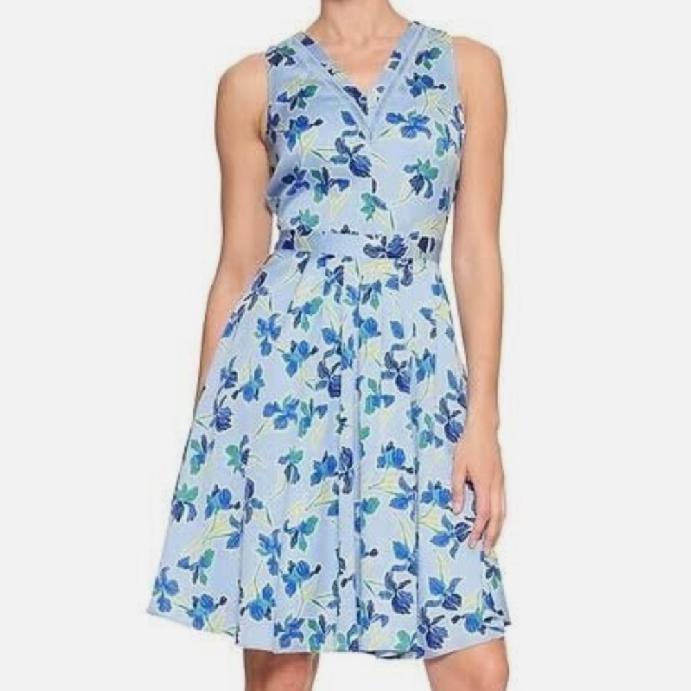 Banana Republic Light Blue Floral Midi Dress